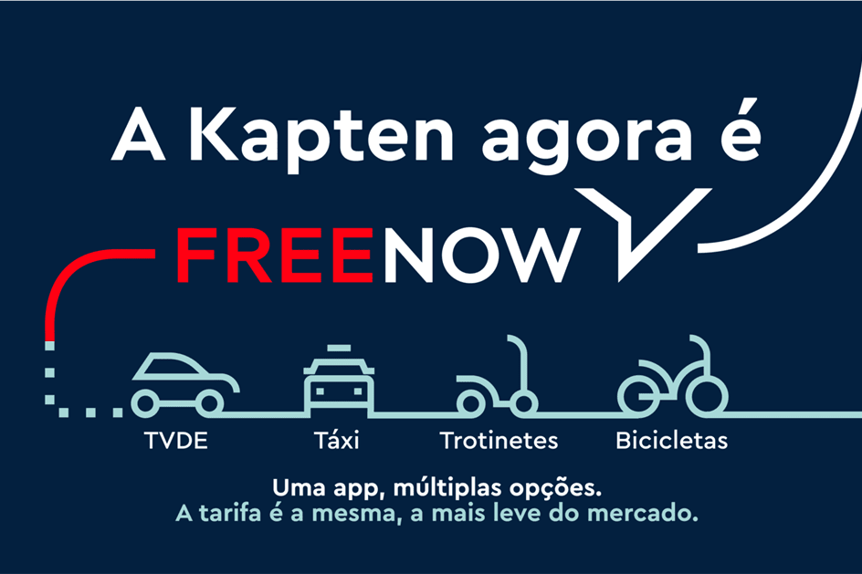 Kapten passa a integrar a FREE NOW, que reúne TVDEs, táxis, trotinetes e bicicletas
