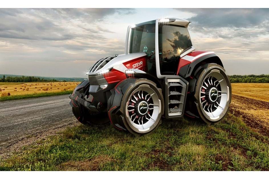 Steyr Konzept: um tractor agrícola híbrido que tem um drone por companhia
