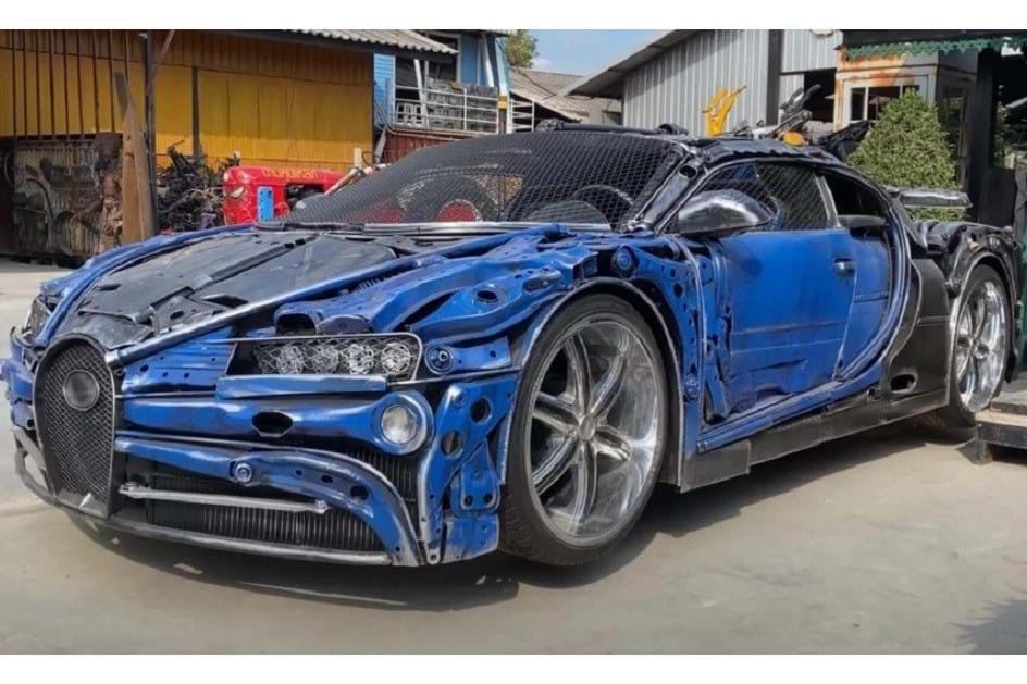 Obra de arte: Bugatti Chiron feito com 'ferro-velho'