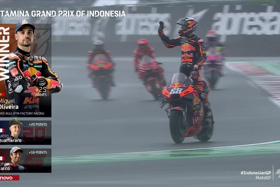Miguel Oliveira vence GP da Indonésia marcado pela chuva