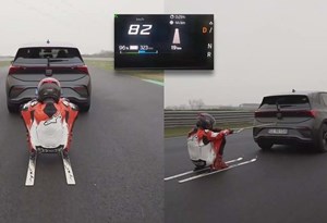 Batido recorde de velocidade sobre esquis… puxados por um Cupra Born!