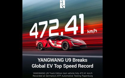 YangWang U9 é o ''eléctrico'' mais rápido de sempre